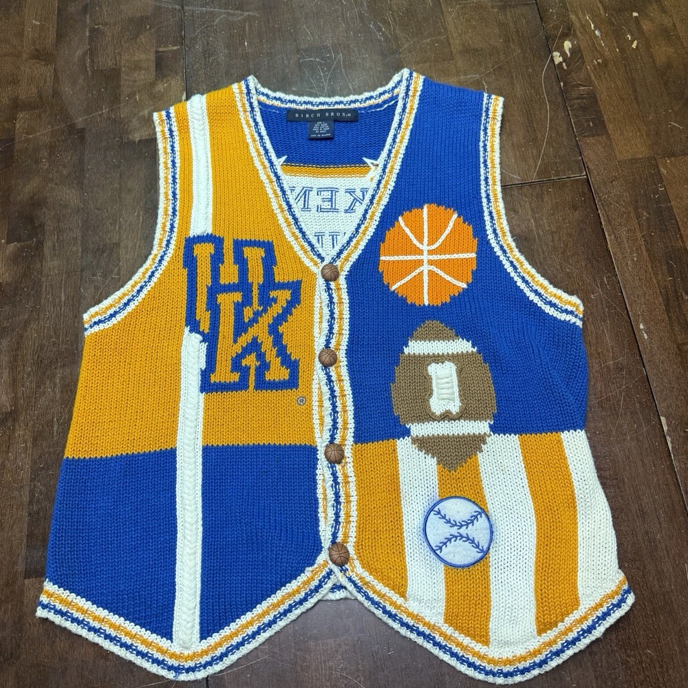 Vintage Birch Bros University of Kentucky Sweater Vest Basketball Football Large